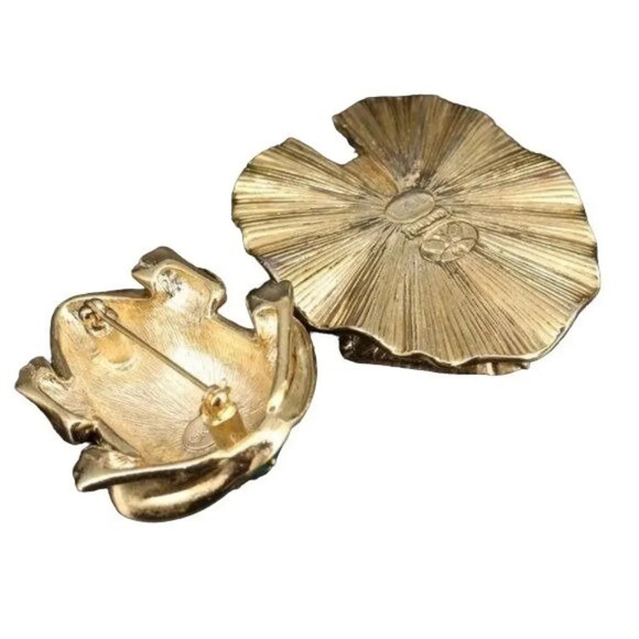 Vintage Kenneth Jay Lane Critter Series Frog Prince Brooch & Trinket Box - Picture 8 of 8